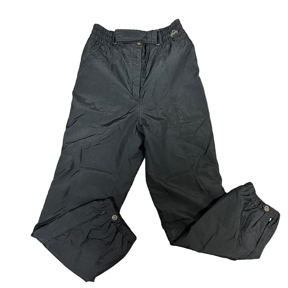 Vintage FERA Skiwear Black Snow Pants Womens Size 12 Elastic Belted Waist